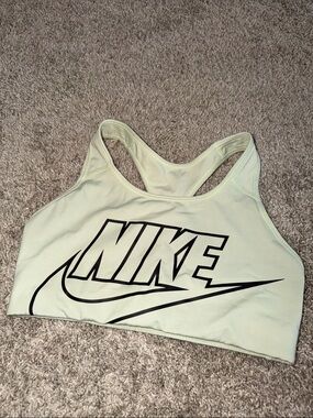 Nike Pale Yellow/Green Sports Bra with Black Logo